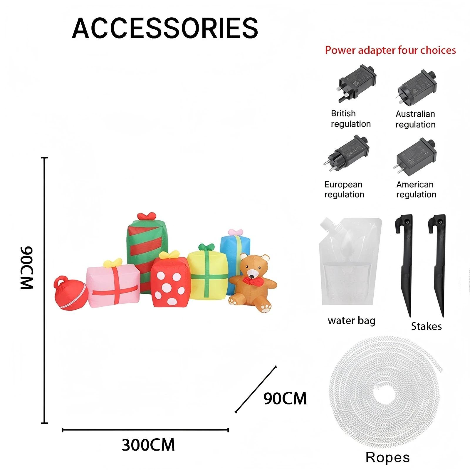 

9.84FT LED Light Xmas Inflatable Boxes Teddy Bear Toy Yard Party Decor Home Decoration Ornament Supplie Christmas Holiday Gift UK Plug