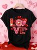 Love Glittery Heart Graphic TShirt with Bold LOVE Design In Red and Pink Comfort Fit Unisexs Tee Crew Neck Tee Ultra Soft B