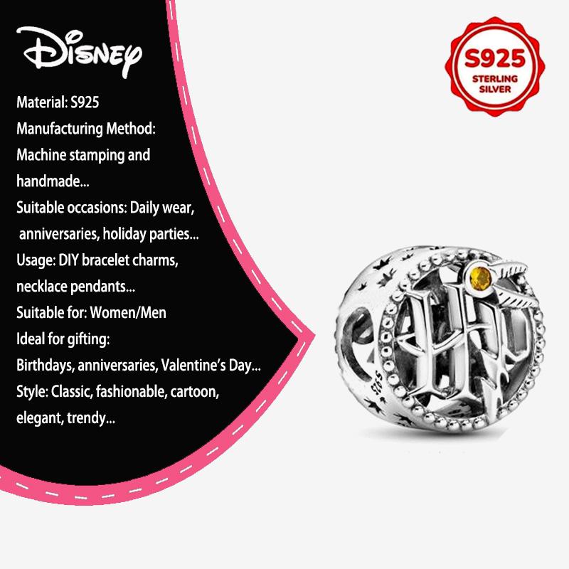 New Disney 925 Silver Winnie & Stitch Charms for Bracelet Necklace DIY Jewelry Gifts Holiday Party