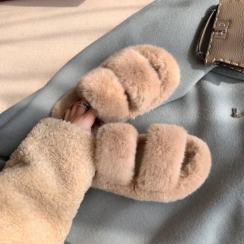 TX-1 fleece thick-bottomed flat-bottomed one-word fairy fluffy slippers outer wear female spring and autumn new models