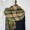 Scarf Women's Autumn and Winter New Plaid Scarf European and American Tassel Versatile Warm Thickened Shawl