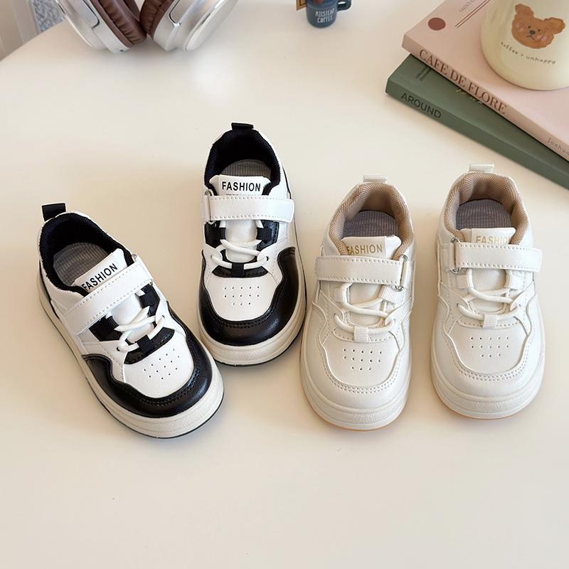 2025 spring new children's low-top little white shoes boys and girls breathable casual Velcro non-slip and wear-resistant students