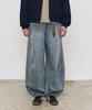 DECET [Crinkle Wash] Balloon Wide Jeans Dcpt055Crblue