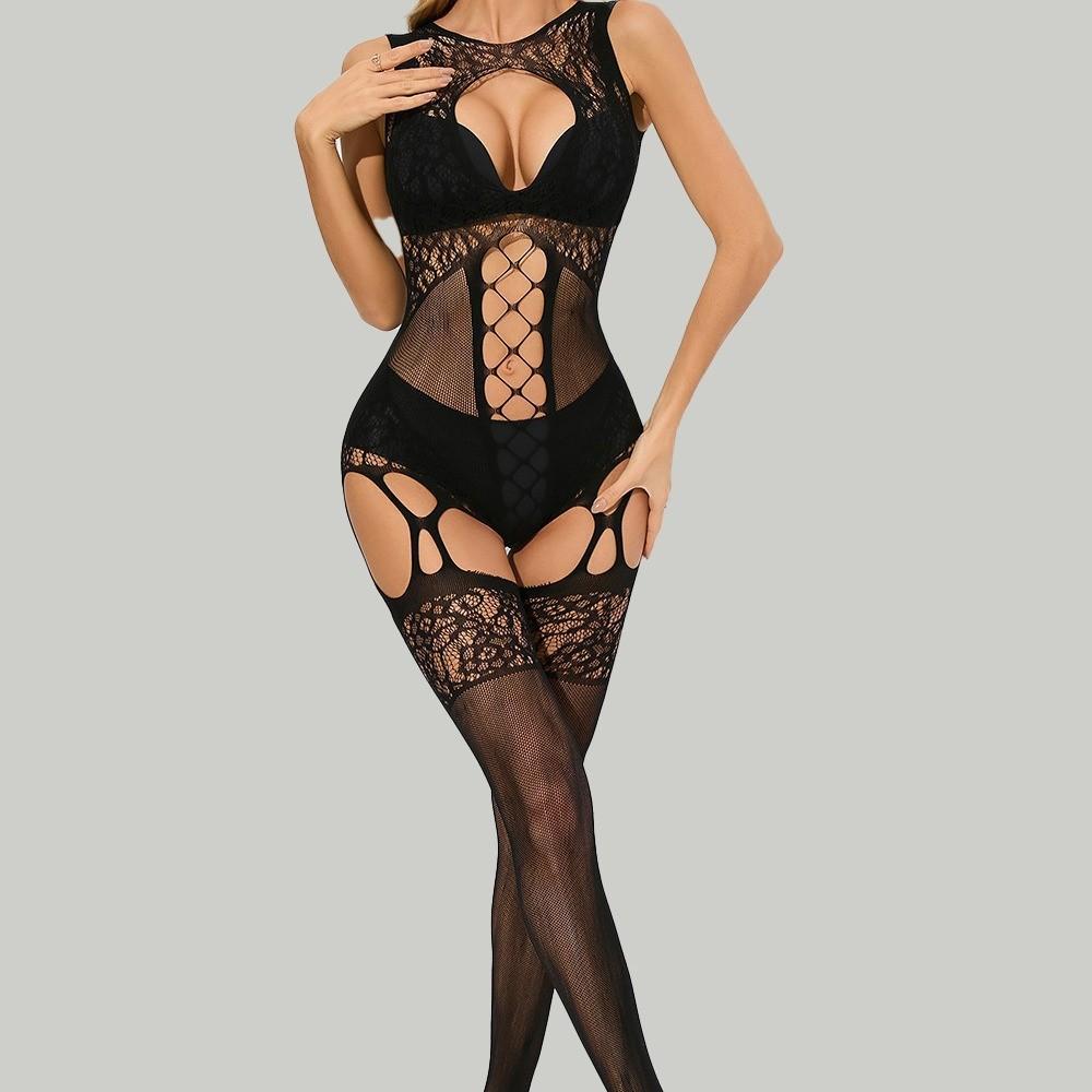 Sexy Body Lingerie Bodysuit Underwear Stocking Tight Sexy Transparent Pornos Suit Women Intimates Hose Black Mesh Bodystocking