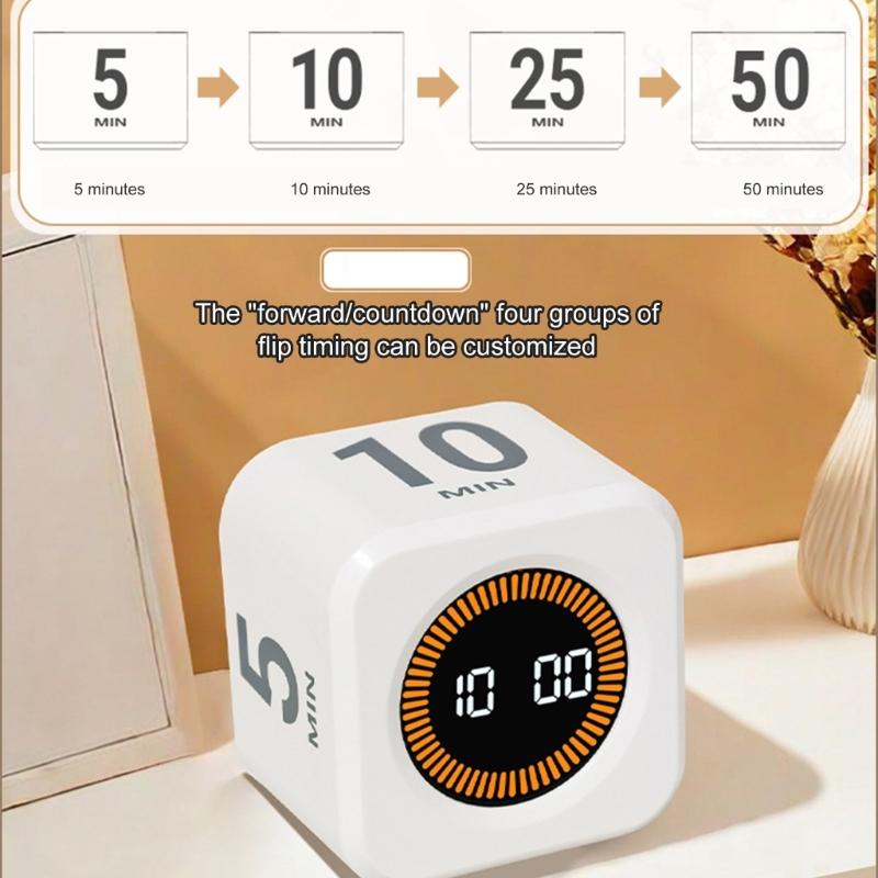 Gravities Sensors Countdown Study Timer with LED Display Rechargeable Cubes Shape Digital Timer Time Management Tool