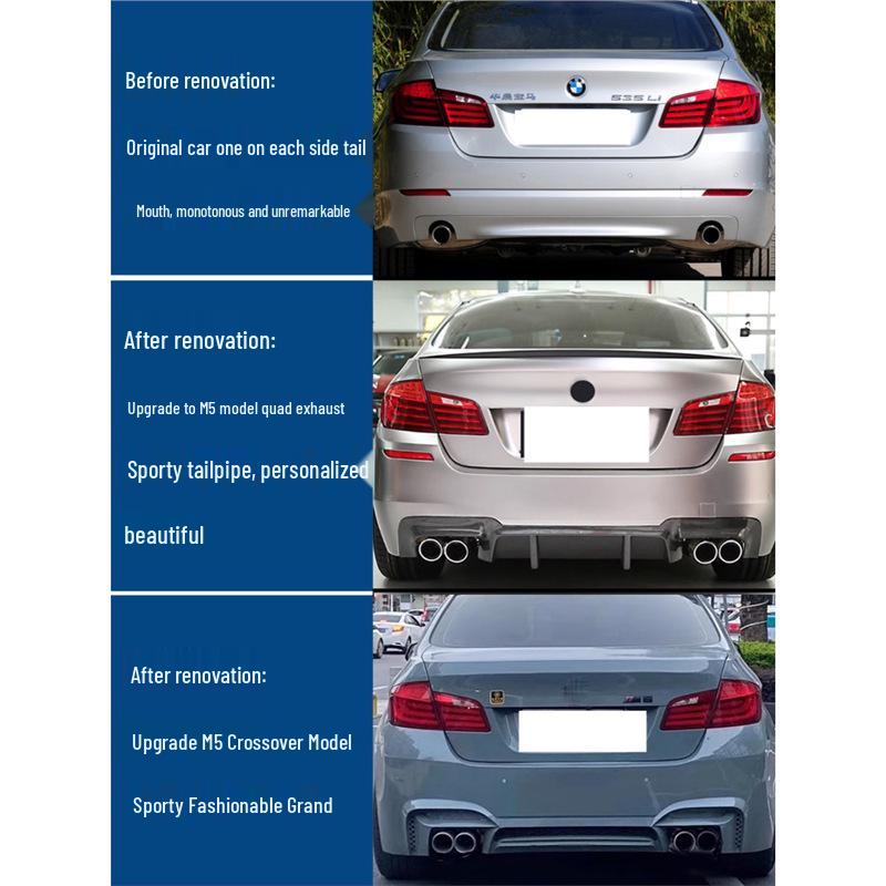 BMW 535li M5 Quad Outlet Carbon Fiber Exhaust Tailpipe (Stainless Steel, F10/F18)