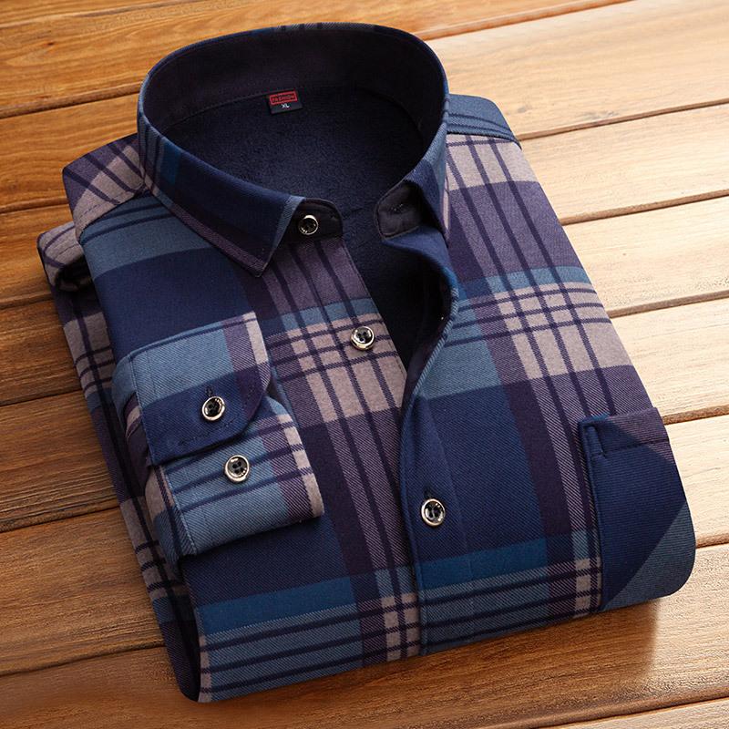 

Мужская осенне-зимняя рубашка в клетку с принтом в тон, толстый плюш с длинными рукавами и лацканами, однобортный кардиган, деловой стиль, отец средних лет 4XL