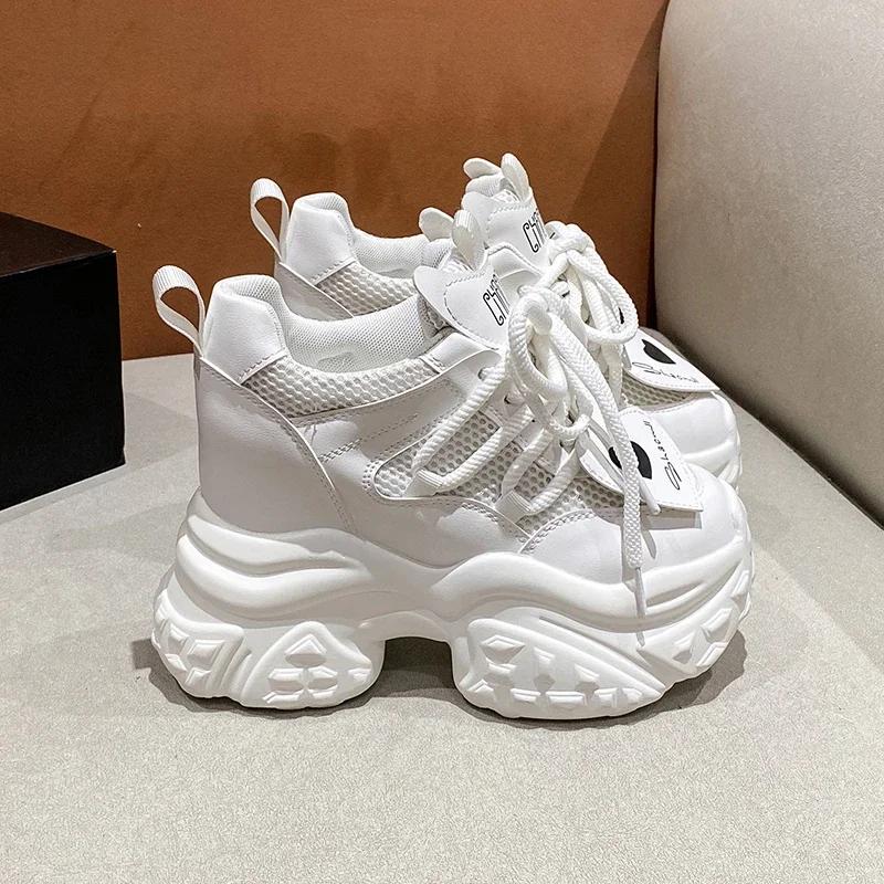 Fashion Sneakers Women High Platform Shoes Breathable Sports Trainers Casual Thick Bottom Mesh Chunky Sneakers Women Zapatos Mujer 10cm