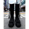 Wasteland Wind Fringed Woven Thick-soled High Knight Boots Women's Small Men Heightened Folds Piled Up But Knee Boots