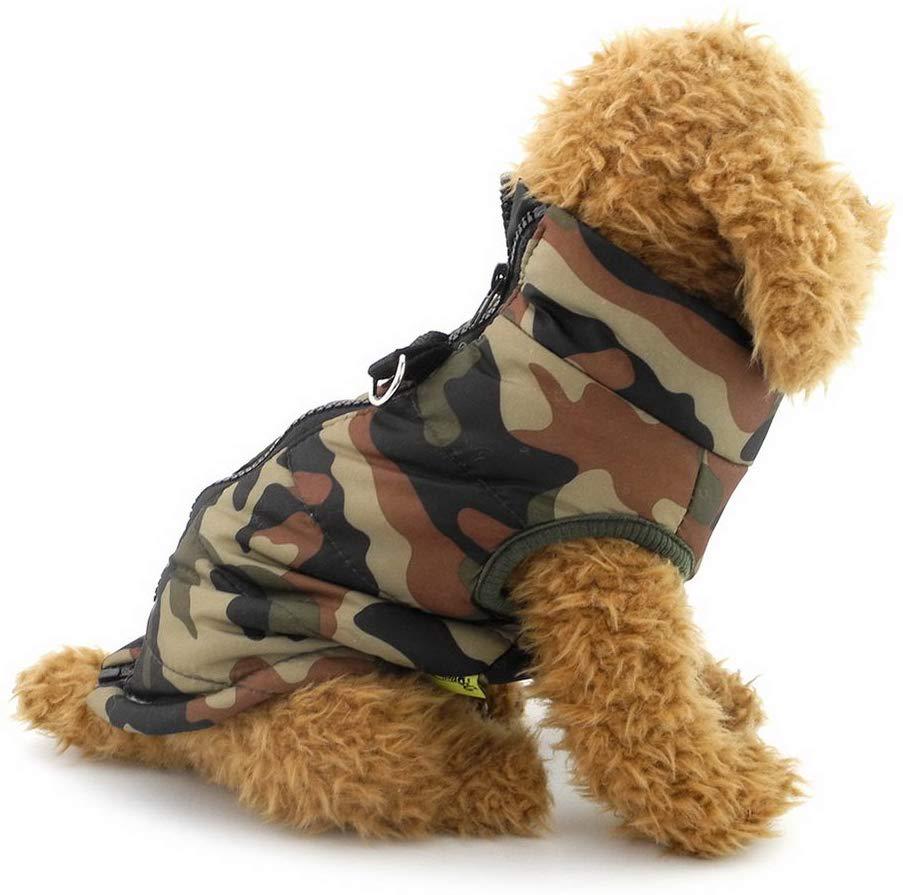 Weich gepolsterte Weste für Haustiere, Katzen und Hunde, Jacke mit Leinenschlaufe, Kleidung für kleine Hunde und Welpen, Camouflage-Hundeweste