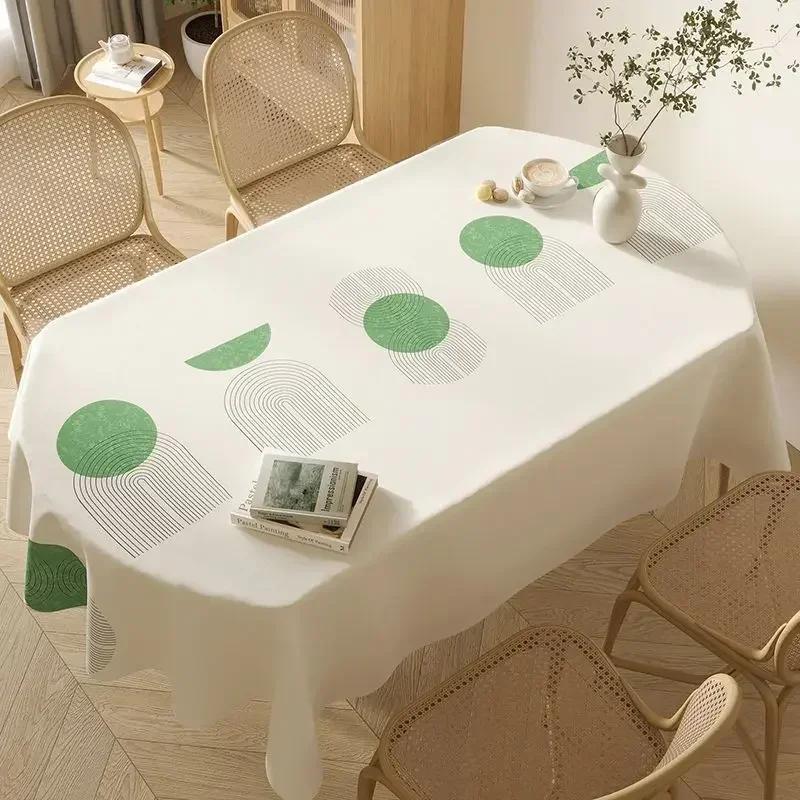 Waterproof Oval Rectangular Universal Table Washable Tablecloth Oil Resistant Light Color Printed Household Dining Tables Fabric