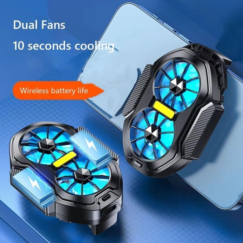 With Blue Light Mobile Phone Cooler Air Cooling Dual Fan Radiator E-sports Live Streaming