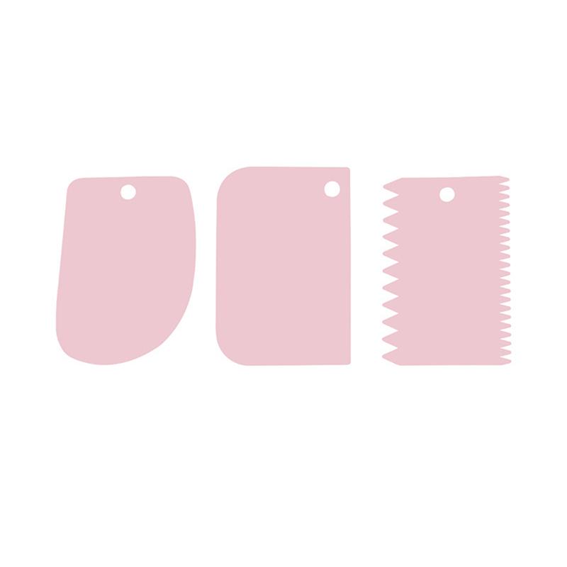 

3 шт. скребок для крема, набор для самостоятельной кухни, прямоугольный зубчатый резак для крема, пластиковый скребок для торта, пасты, инструментов для выпечки помадки розовый