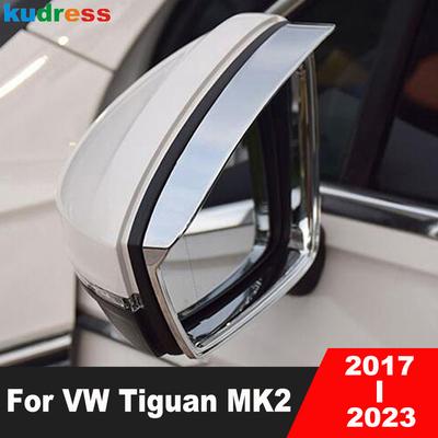 Rearview Mirror Eyebrow Cover For Volkswagen VW Tiguan MK2 2017- Chrome Side Mirrors Rain Shield Sun Visor Trims