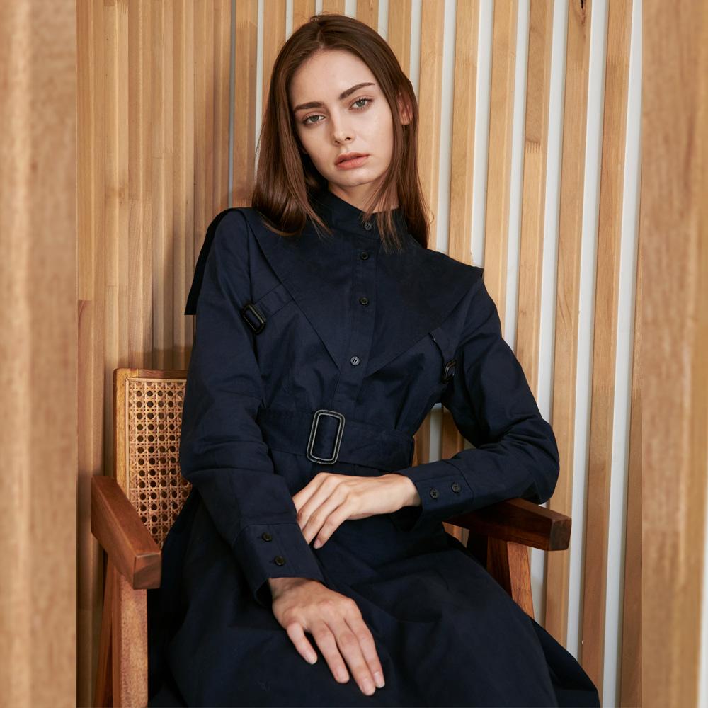 Bunderghost Cavalier Flare Shirt Long Dress (Navy)