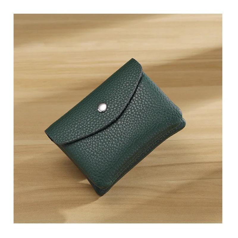 

Простые кожаные короткие кошельки для монет, держатель для карт, сумка, чехол, портативный ретро-кошелек из коровьей кожи для мужчин и женщин, чехол для наушников зелёный