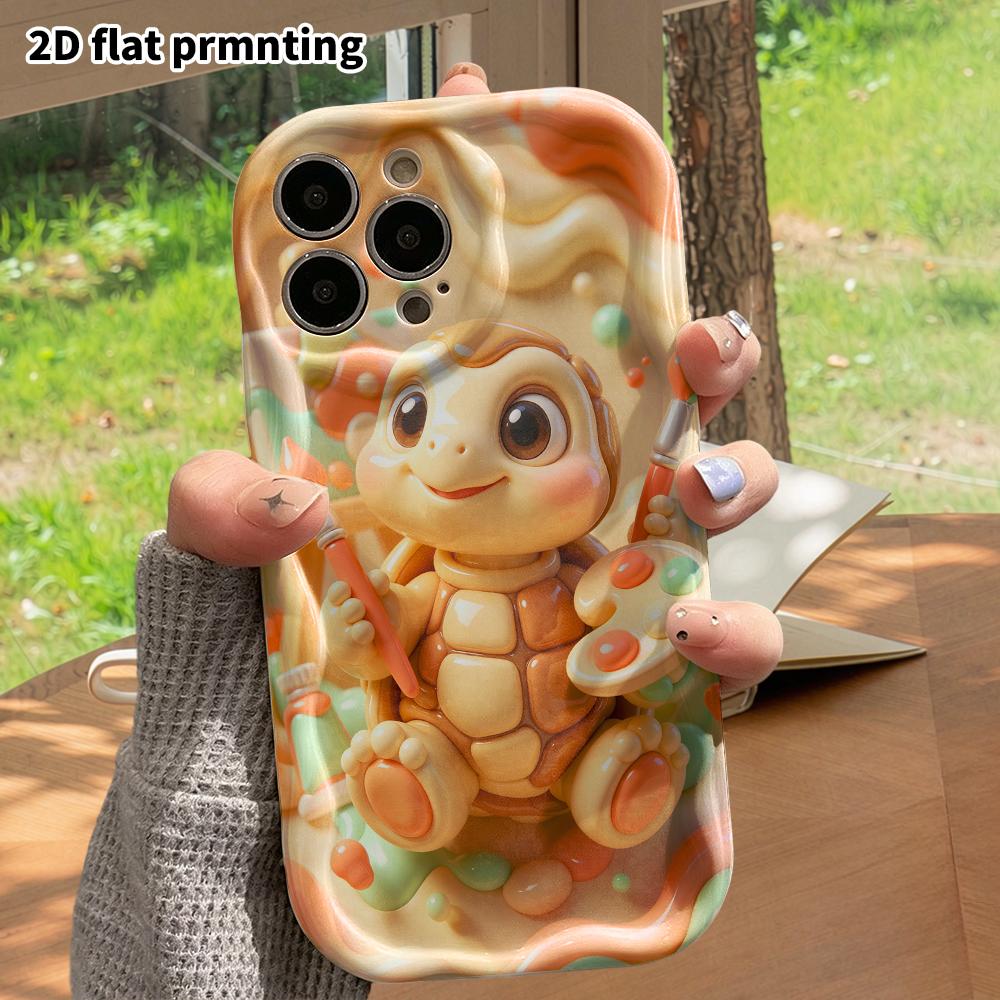 Phone Case: 2D flat design suitable for iPhone 18 17 16 15 14 13 Pro protective case, featuring a little turtle drawing, perfect Christmas and Hallowe