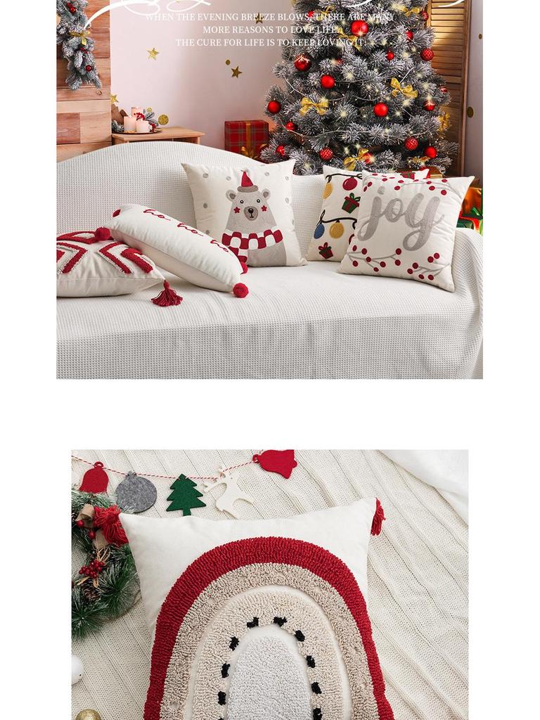 Weihnachts-Stickerei Zierkissenbezug für Sofa oder Bettseite