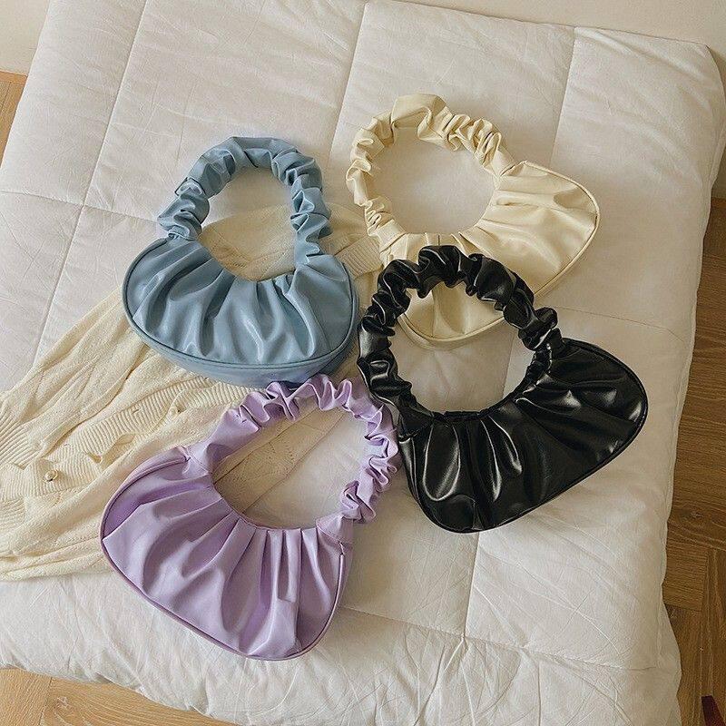 Yaz Pileli Çanta Kadın Pu Bulut Çanta Eğlence Koltukaltı Çanta Omuz Çantası