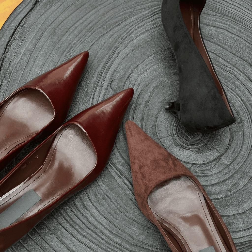 Vintage Low Heel Office Lady Slip On Shoes Fashion Shallow Pointed Toe Shoes Dancing Party Prom Ladies Pumps Shoes