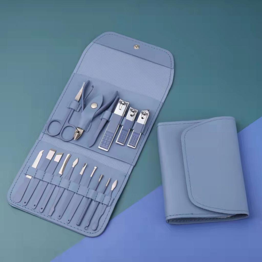12 pieces of 16 pieces nail clippers set stainless steel nail art pedicure exfoliating nail file nail clippers set storage bag