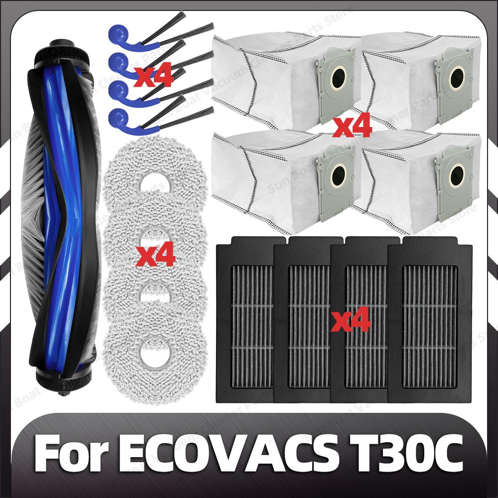 Kompatibel für ECOVACS T30C / T30C OMNI / T30C PRO OMNI Haupt- Seitenbürste Filter Mopp-Pad Staubbeutel Ersatzteile Zubehör