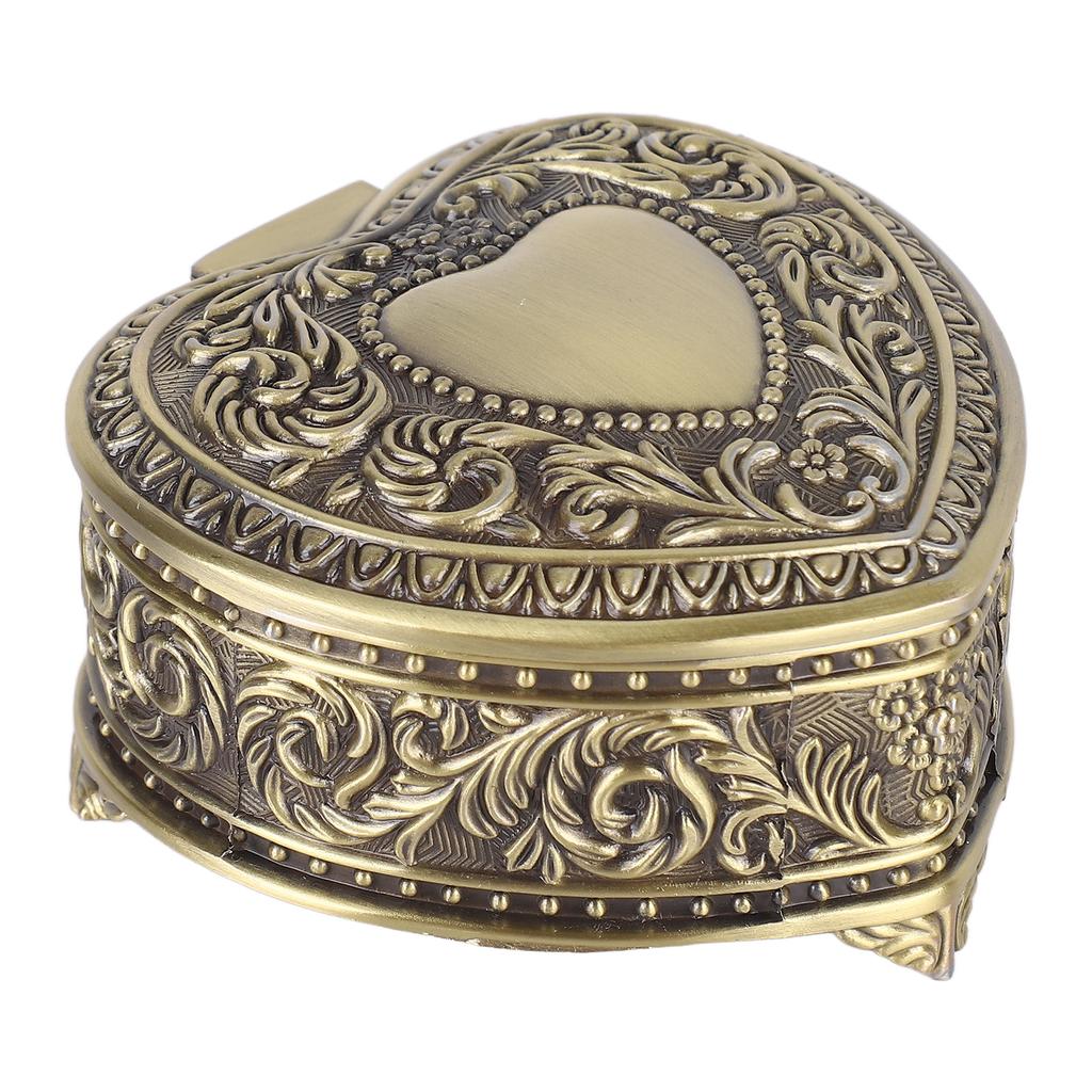 Kovová šperkovnice ve tvaru srdce Slitina Vintage krabička na drobnosti ve tvaru srdce Lehká krabička na drobnosti ve tvaru srdce pro brože, prsteny, náušnice