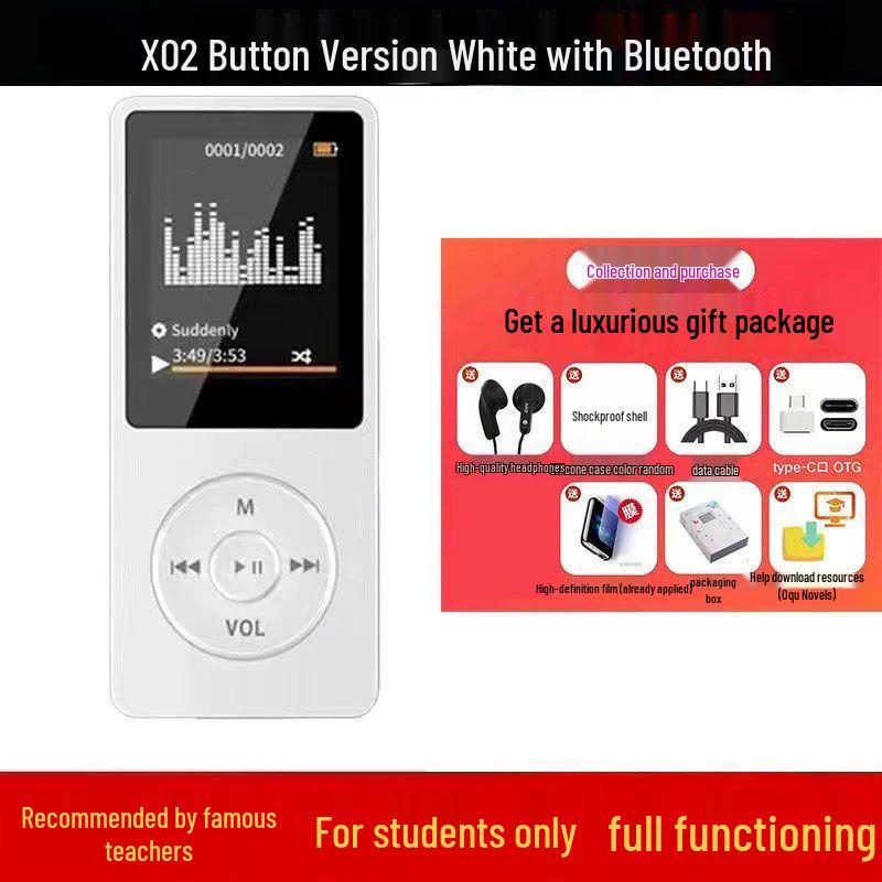 Portable MP3/MP4/MP5 Music and eBook Player with Built-in Memory for Students, Compact Design, P4P3 Listening Device.