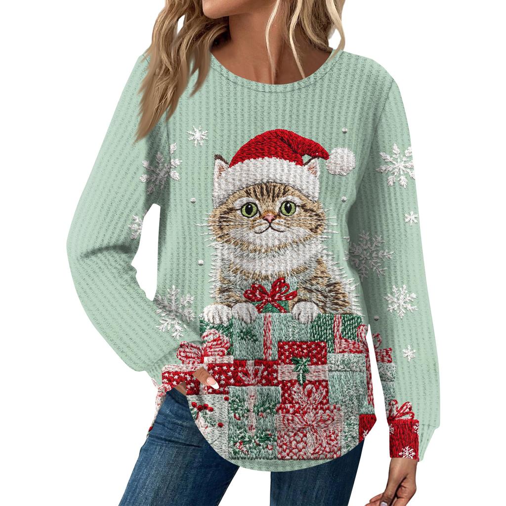 Dámská móda Dlouhý rukáv Vánoční Volný Dlouhý rukáv Kulatý výstřih Ležérní Top
