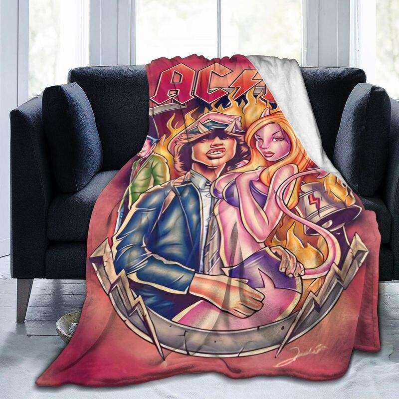 Nová 3D tištěná deka AC/DC Rock Band, měkká flanelová přikrývka, teplá sherpa deka pro všechna roční období, na postele, pohovku, do kanceláře