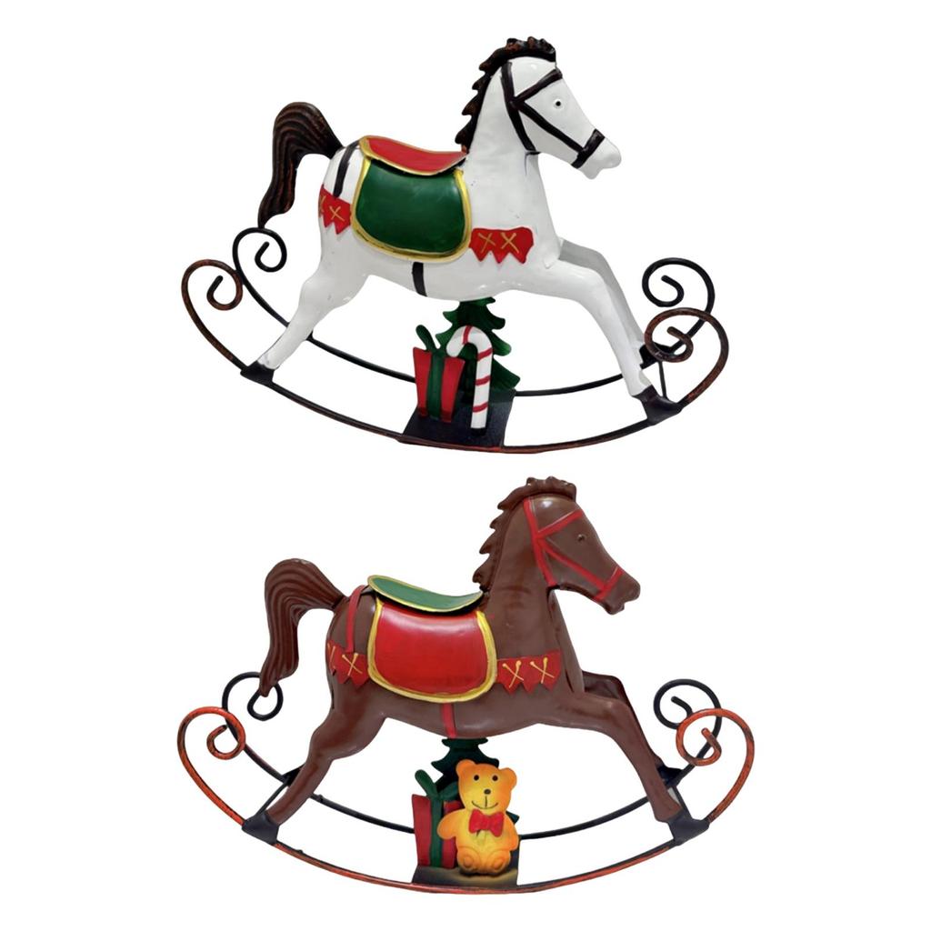 Christmas Horse Statue Animal Figurine Birthday Gift Collectible Metal Crafts
