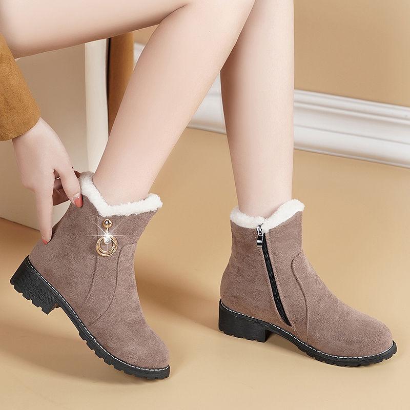 Rhinestone Elegant with Medium Heels Ankle Winter Round Toe Women's Snow Boots Designer Luxury Fashion 2025 Goth Ladies Shoes