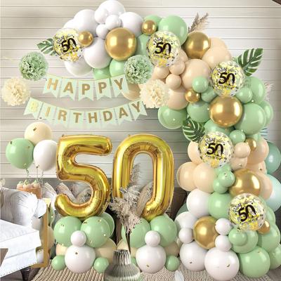 Sage Green Balloon Garland Arch Kit Confetti Latex Balloon Happy 18 30 40 50 Year Old Birthday Adults Anniversary Party Decor