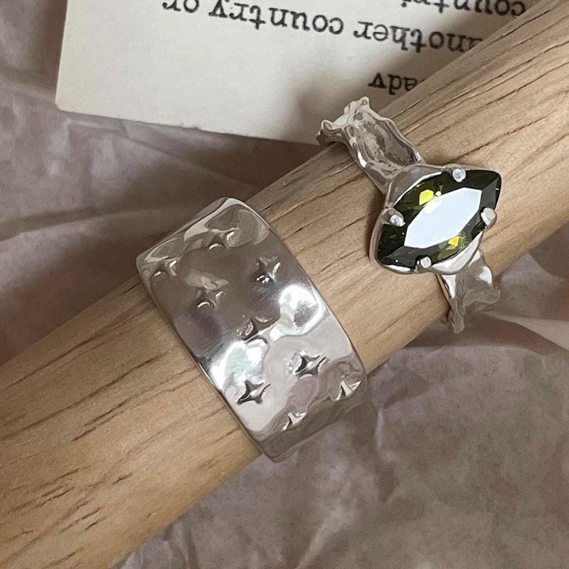 Stylish Open Adjustable Copper Ring With Geometric Star And Rivet Design For Women