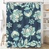 Modern Blue Floral Shower Curtain Set Waterproof Fabric Printed Decorative Home Bath Bathroom Decoration for Kids, Adults Senior