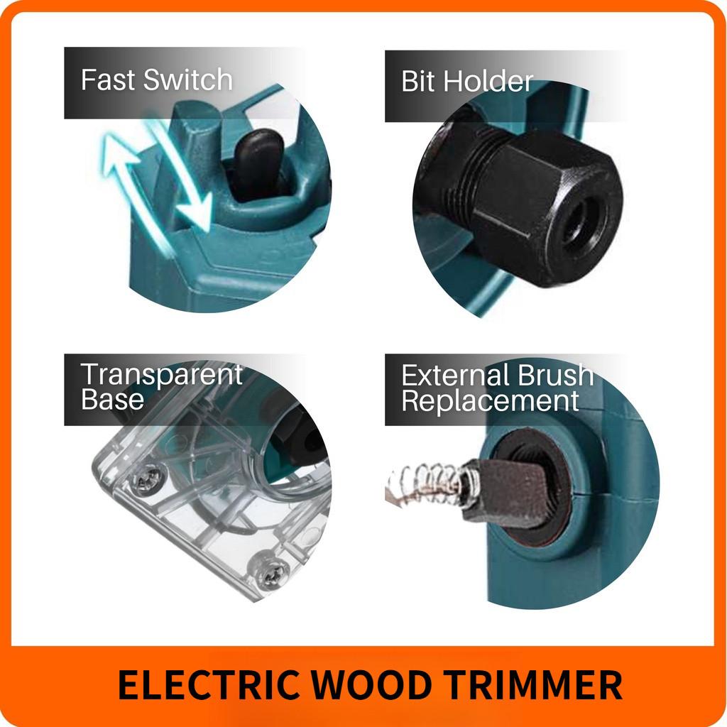 800W Handheld Engraving Slotting Router Portable Woodworking Power Tool High Power Electric Wood Trimmer