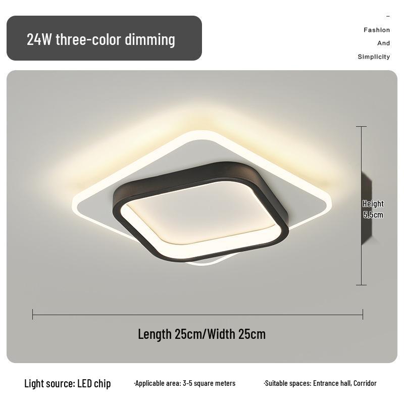 Nordische minimalistische Deckenleuchte für Flure, Eingänge, Balkone und Garderoben - Schwarz-Weiß-Design.