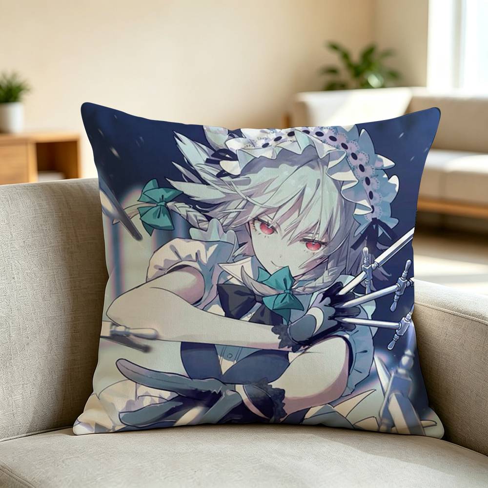I-Indie Game Touhou Project Square Double-Sided printed Pillow Case Bedroom Bedside Pillow Sofa Cushion Cover