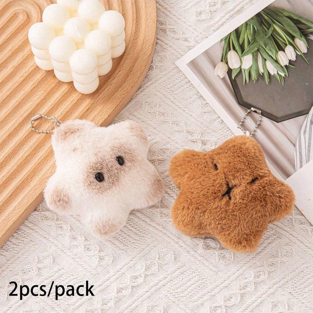 2pcs Collection Push plus Squeak Star Plushie Adorable Fidget Stress Relief Toy Cute Keychain Attachment designed for Girls