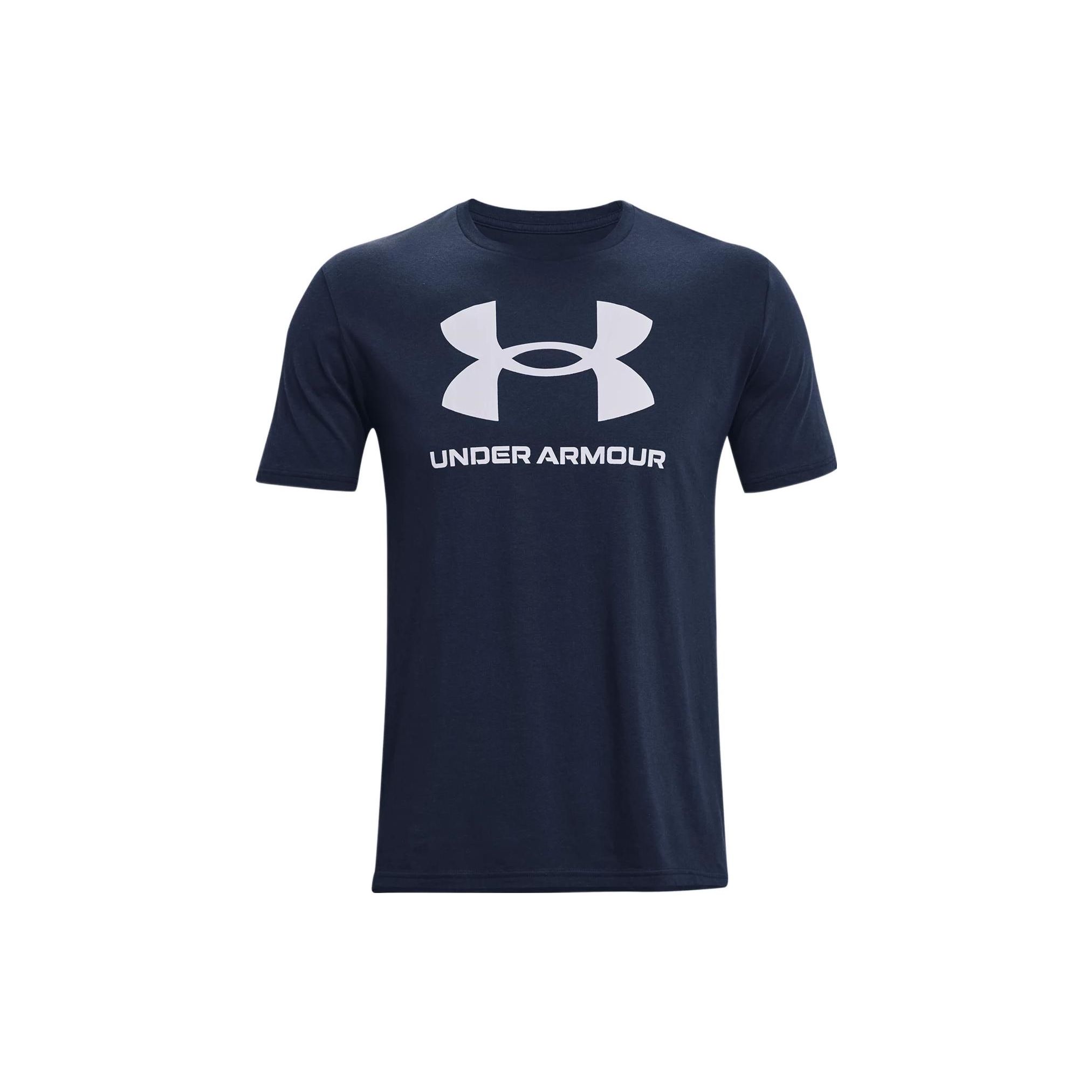 Under Armour Letter Big Logo Casual Sports T-Shirt Men tops Dark-Blue 1370862-408 XL