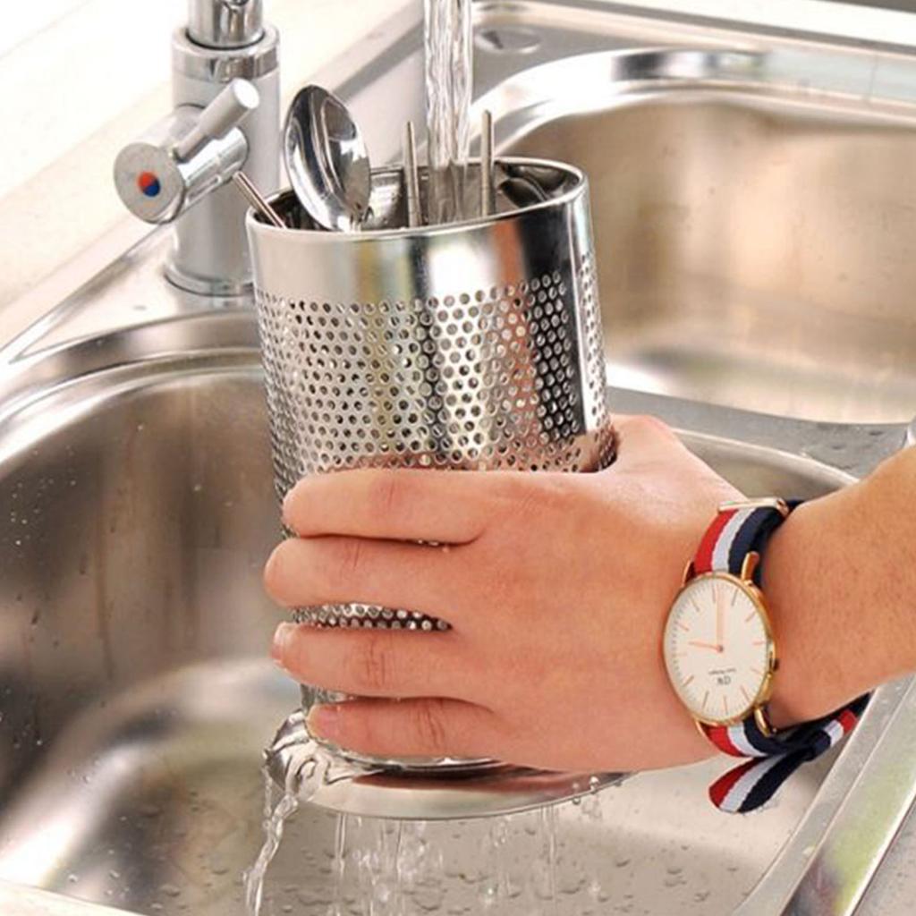 Stainless Steel Chopstick Storage Barrel Kitchen Knife Fork Storage Rack Suit for Restaurant Fork Spoon Holder Kitchen Supplies