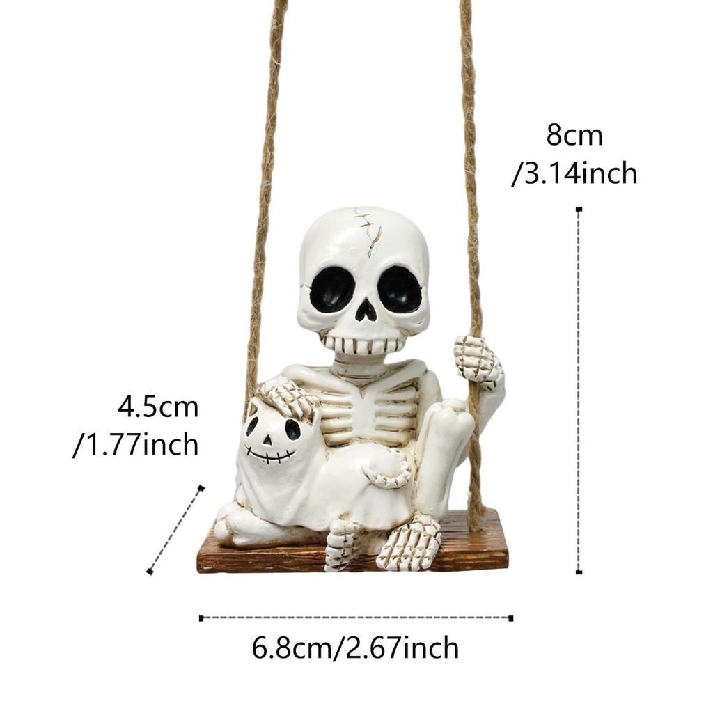 1pc Halloween Swing Skull Holding Ghost Cat Statue Garden Home Furnishing Bedroom Outdoor Balcony Decoration Party DIY Supplies