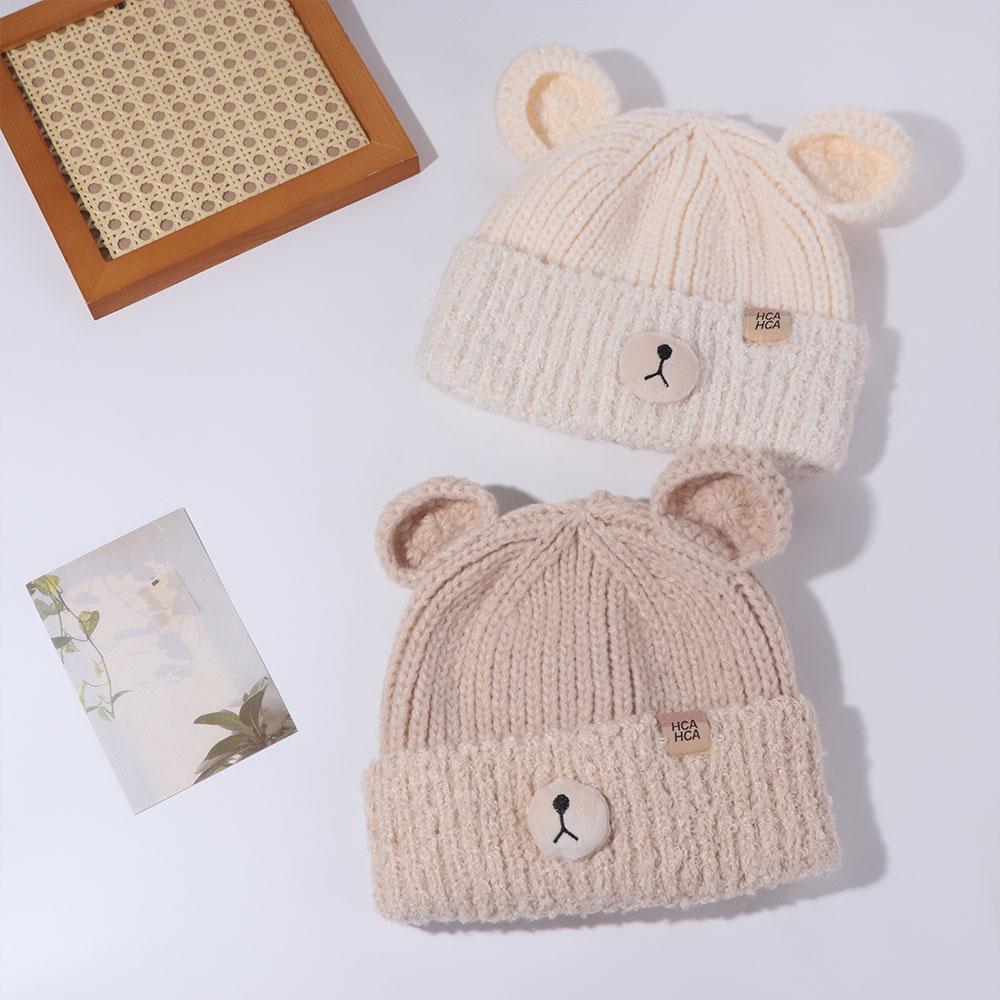 Ciepła Czapka Z Dzianiny z Uszami Misia Kreskówkowa Wełniana Czapka z Ochroną Uszu Urocza Zimowa Czapka Beanie Damska