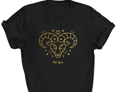 Aries Zodiac T-and Kids Tshirt: 100% Cotton Astrology Star Sign