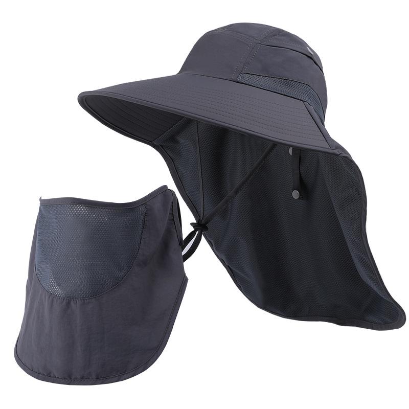 Big Brimmed Shawl Sun Hat for Men and Women, Outdoor Hiking and Fishing Sun Hat, Detachable Face Mask, Fisherman Hat