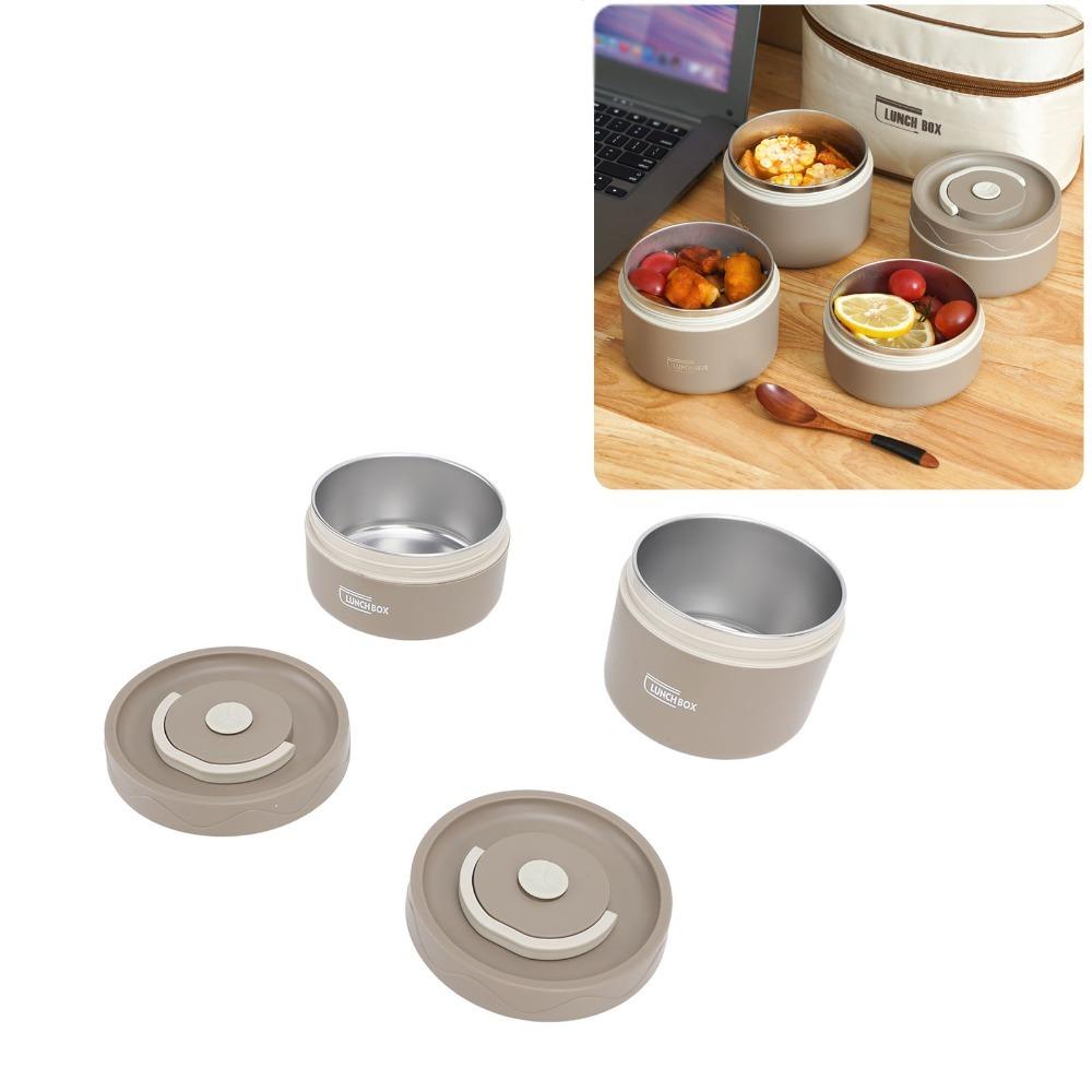 2/3/4 Pcs With Insulated Bag Insulated Lunch Container Round Shape Portable Lunch Set  For Picnic