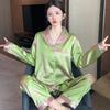 Light Luxury Retro Elegant Long-Sleeved Trousers Loungewear Imitation Silk Comfortable Loose Pajamas