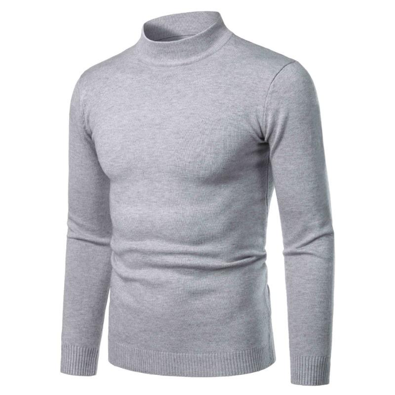 Men S Slim Fit Turtleneck Pullover Knit Sweater Black Autumn Winter