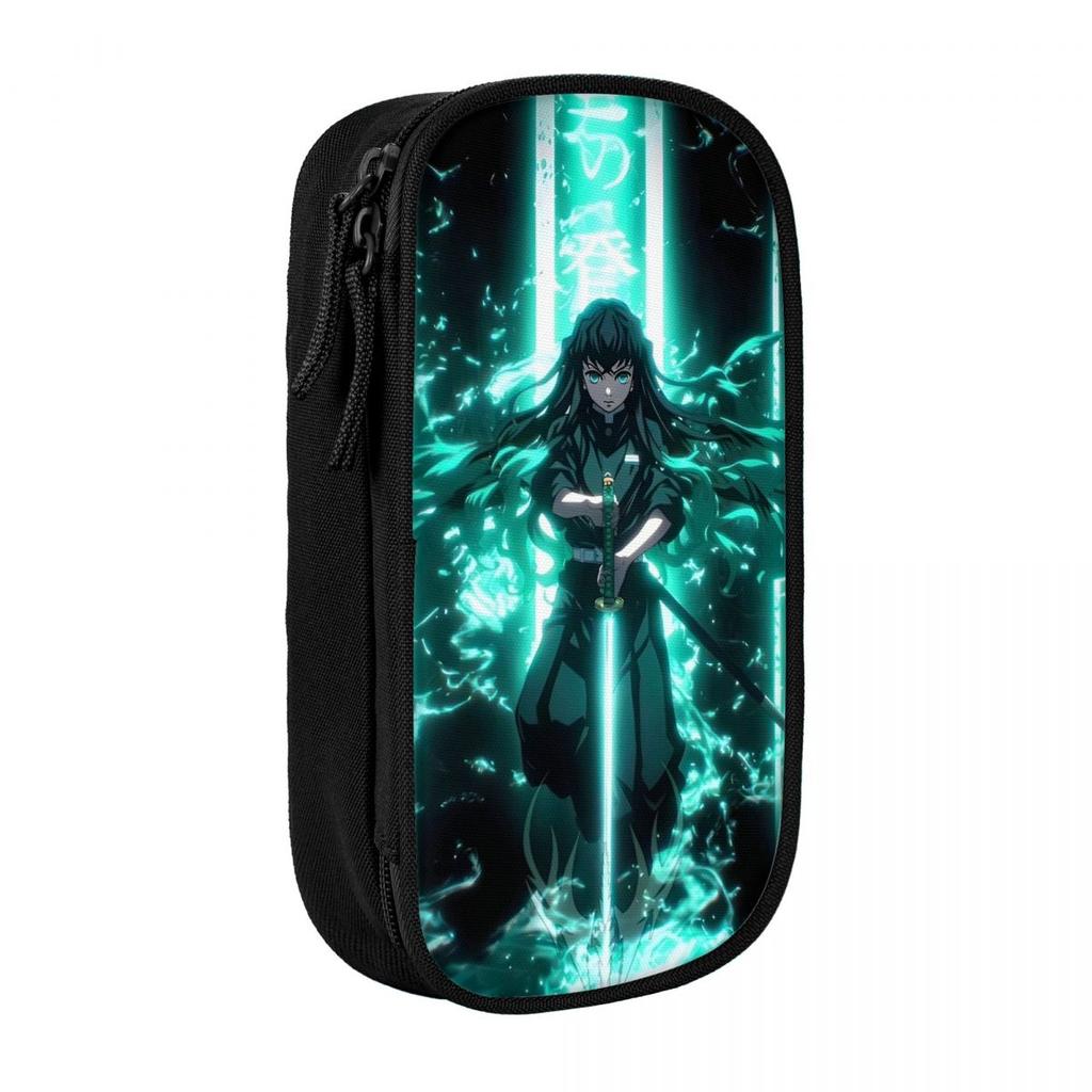 Mist Hashira Muichiro Tokito Pencil Case Demon Slayer Pen Holder Bag Girl Boy Big Capacity Students School Zipper Pencilcases