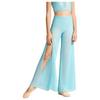 Kids Dance Competition Wear Rhinestone Waist Side Split Wide Leg Mesh Pants with Built-in Briefs for Lyrical Skating Show